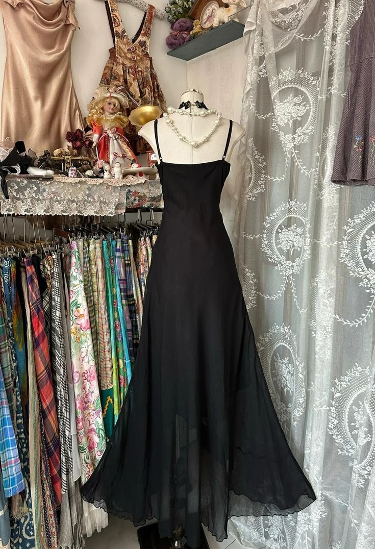 Simple Black Spaghetti Strap Mermaid Chiffon Beaded Prom Dress Evening Dress