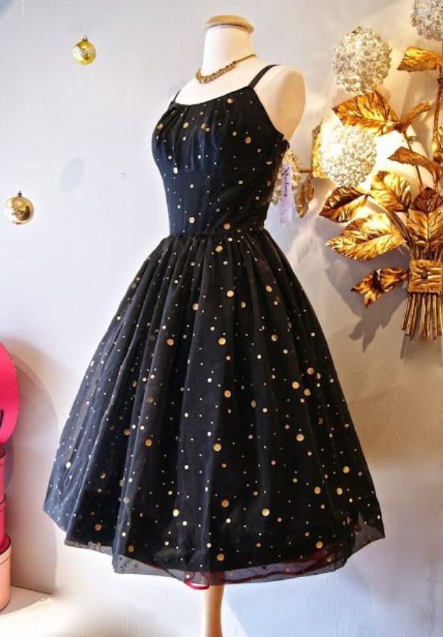 Spaghetti Straps Black Shiny Short Homecoming Dress