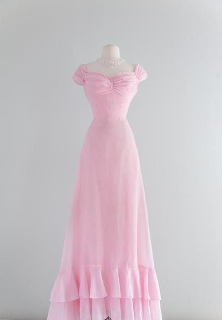 Retro Pink A-line Long Prom Dress,Pink Bridesmaid Dress