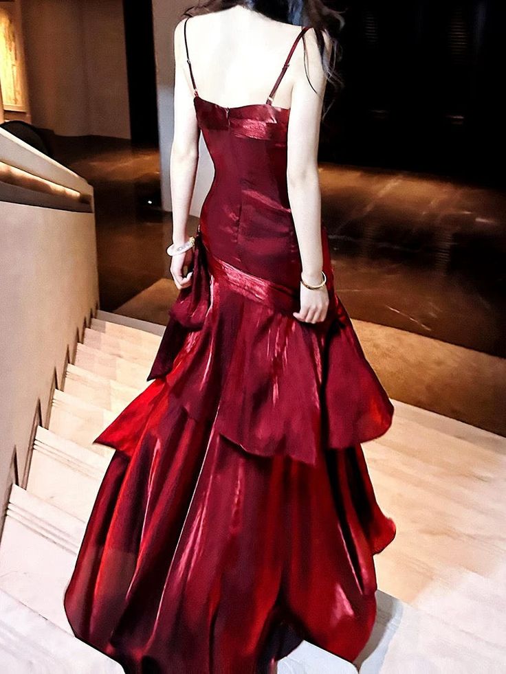 Burgundy Fashion Long Prom Dresses Formal Evening Dress