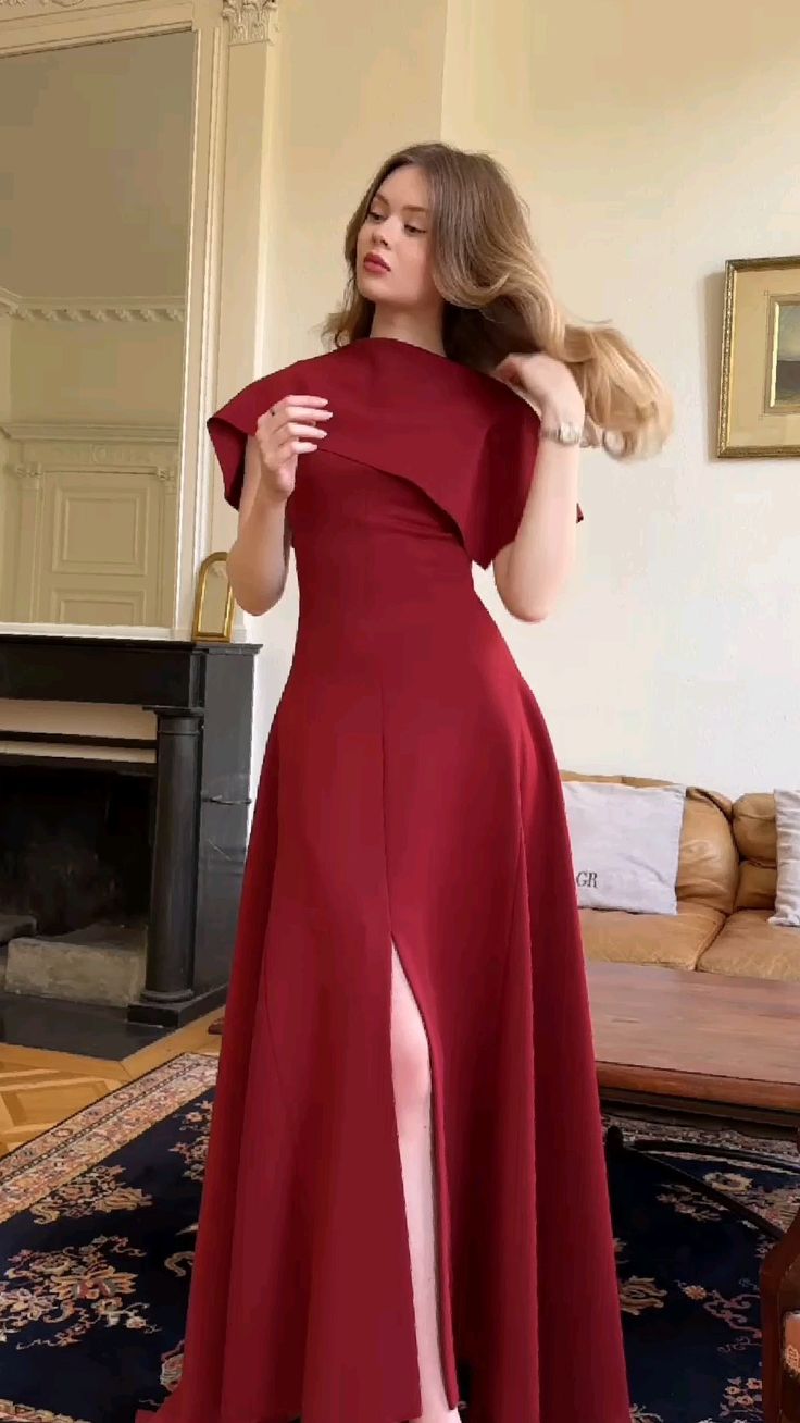 Modest Burgundy Vintage Long Prom Dress Evening Party Dresses