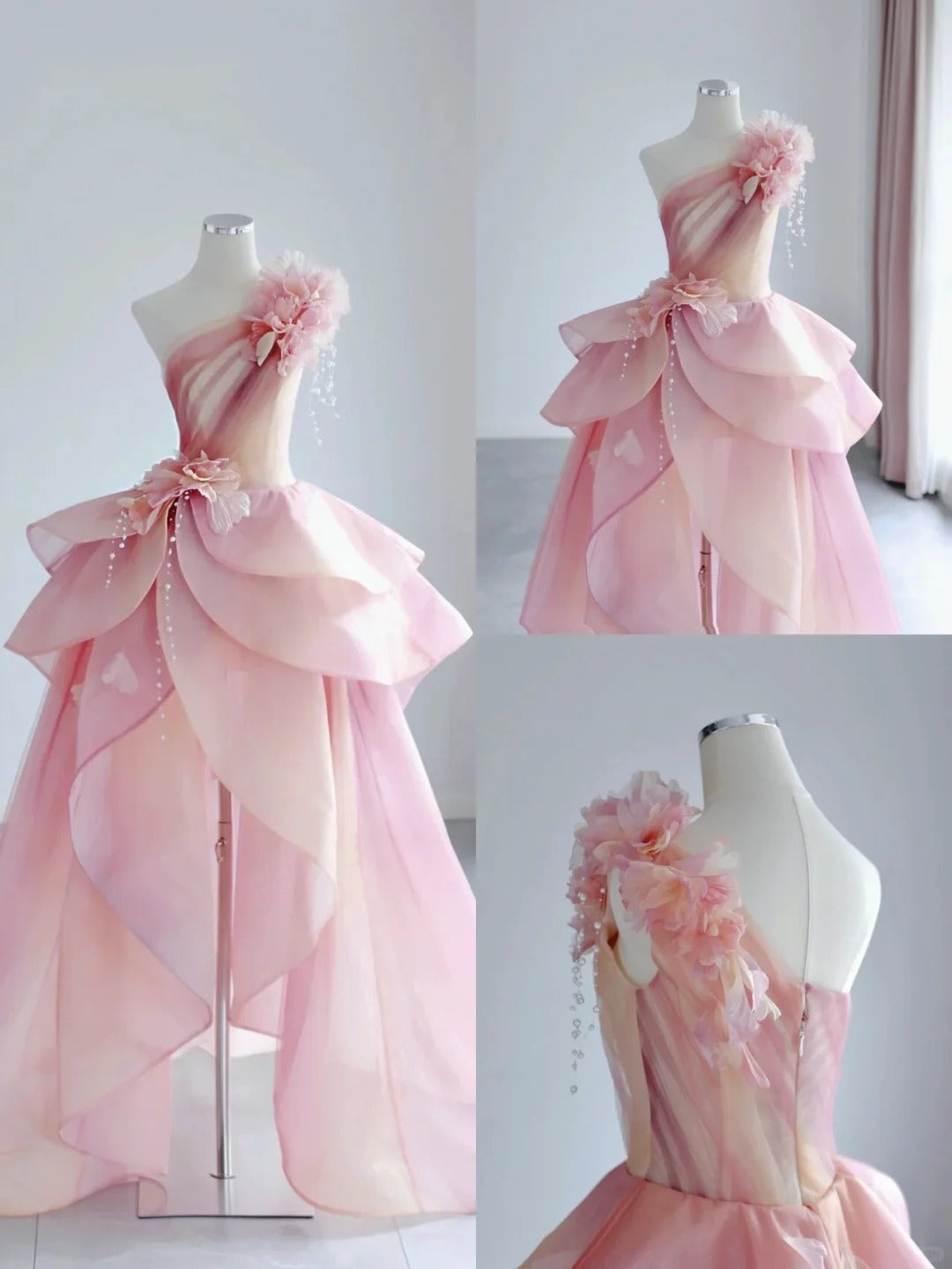 Elegant Formal Dress with 3D Flowers, A-Line Evening Party Dress