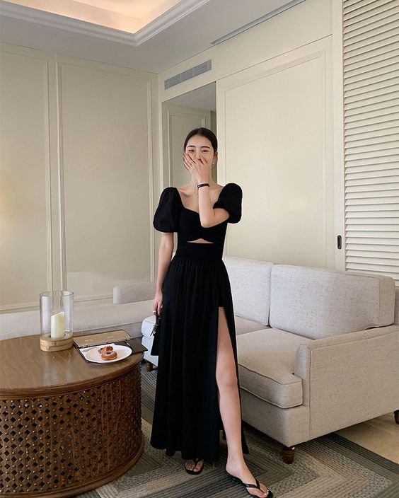 Vintage Long Prom Dress Black Elegant Party Dress