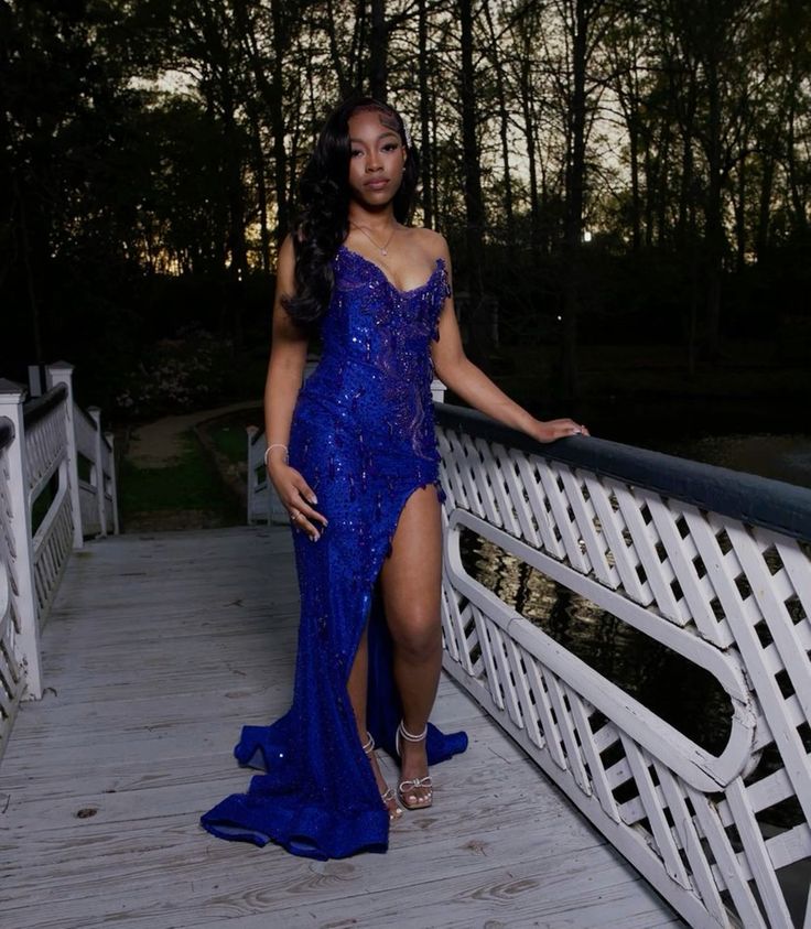 Mermaid Prom Dresses Sparkle Formal Party Sleeveless Sequined Evening Gown With Slit