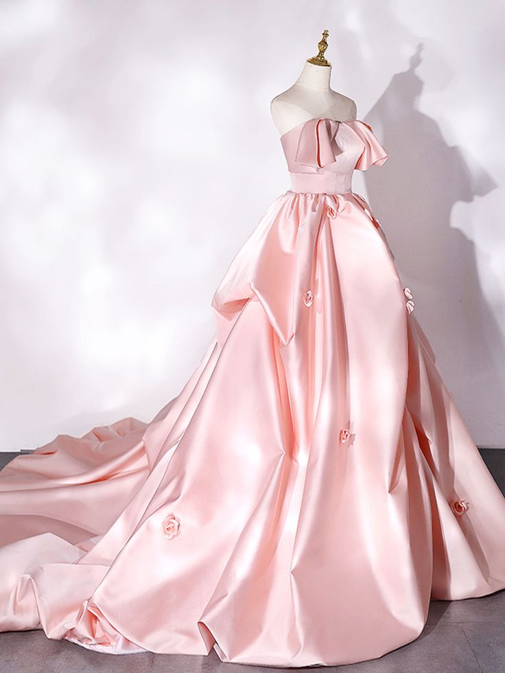 Sweep Train Satin Long Prom Dress, Formal Evening Dresses