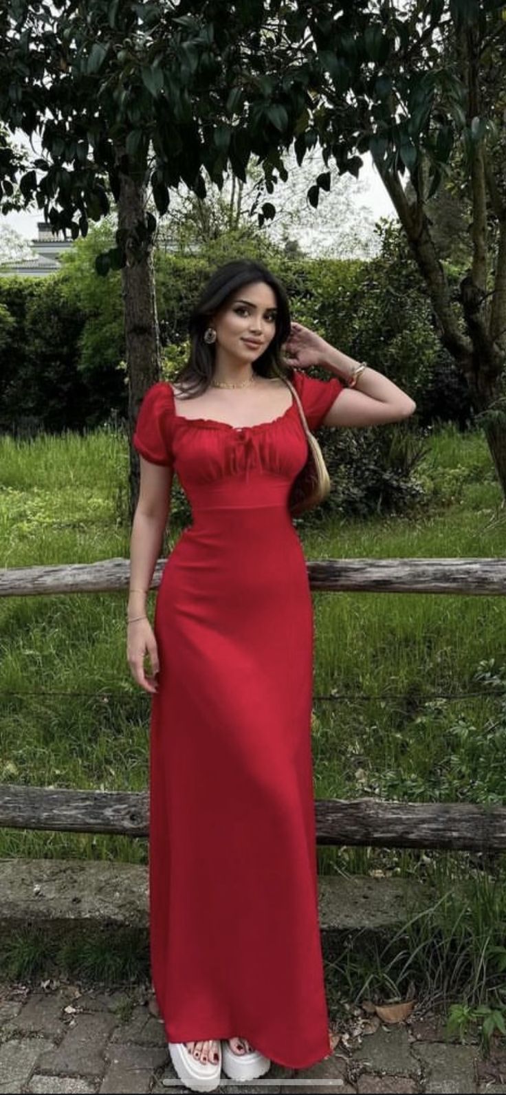 Red Party Dress Long Evening Dress Vintage Prom Dress