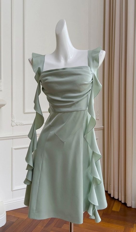 Sage Green Party Dress Short Prom Dress