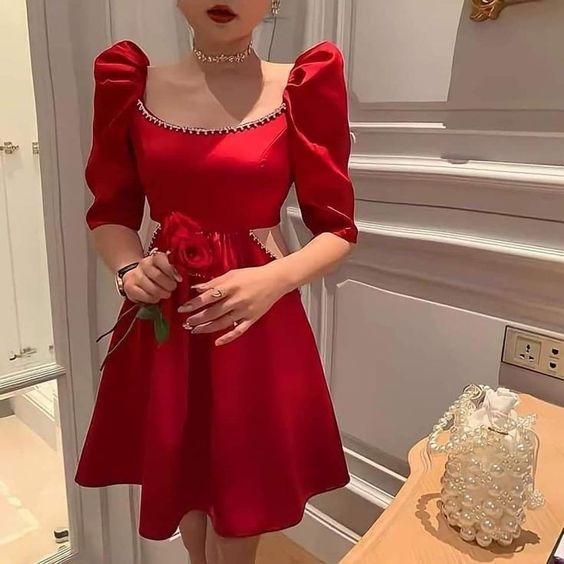 Sexy A line Red Short Prom Party Dress Short Birthday Dress