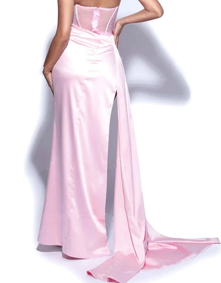 Stapless Prom Dresses Thigh-High Slits Pleats Beading Birthday Outfits Evening Dress