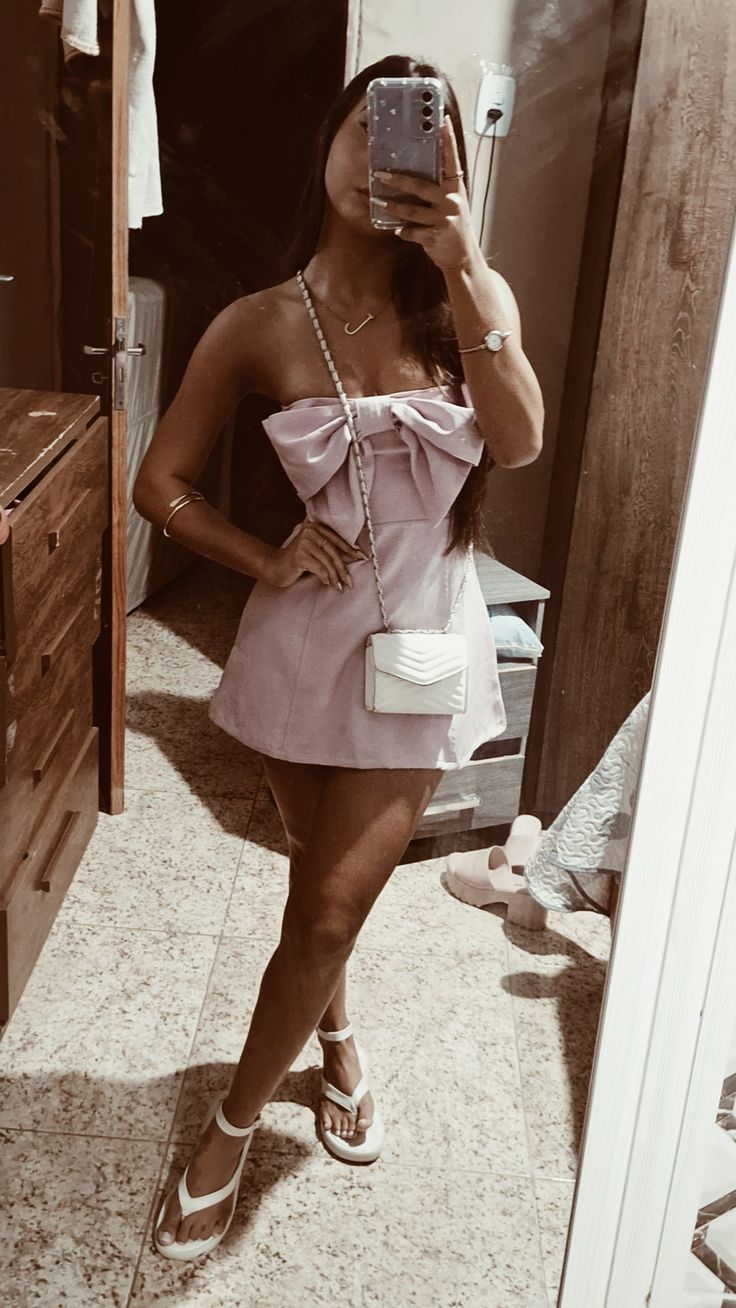 Pink Bow Birthday Dress Homecoming Dress Short Party Dress