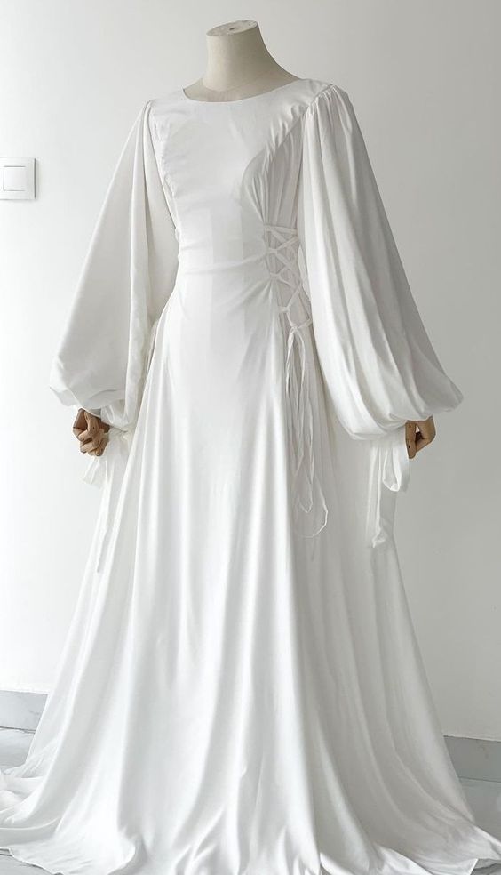 A line Long Prom Dress, Unique Evening Dress