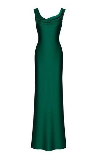 Simple Green Satin Prom Dress