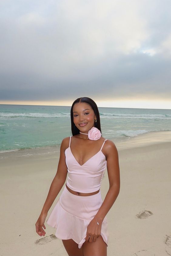 Pink Mini Dress Birthday Party Dress Two Piece Short Prom Dress