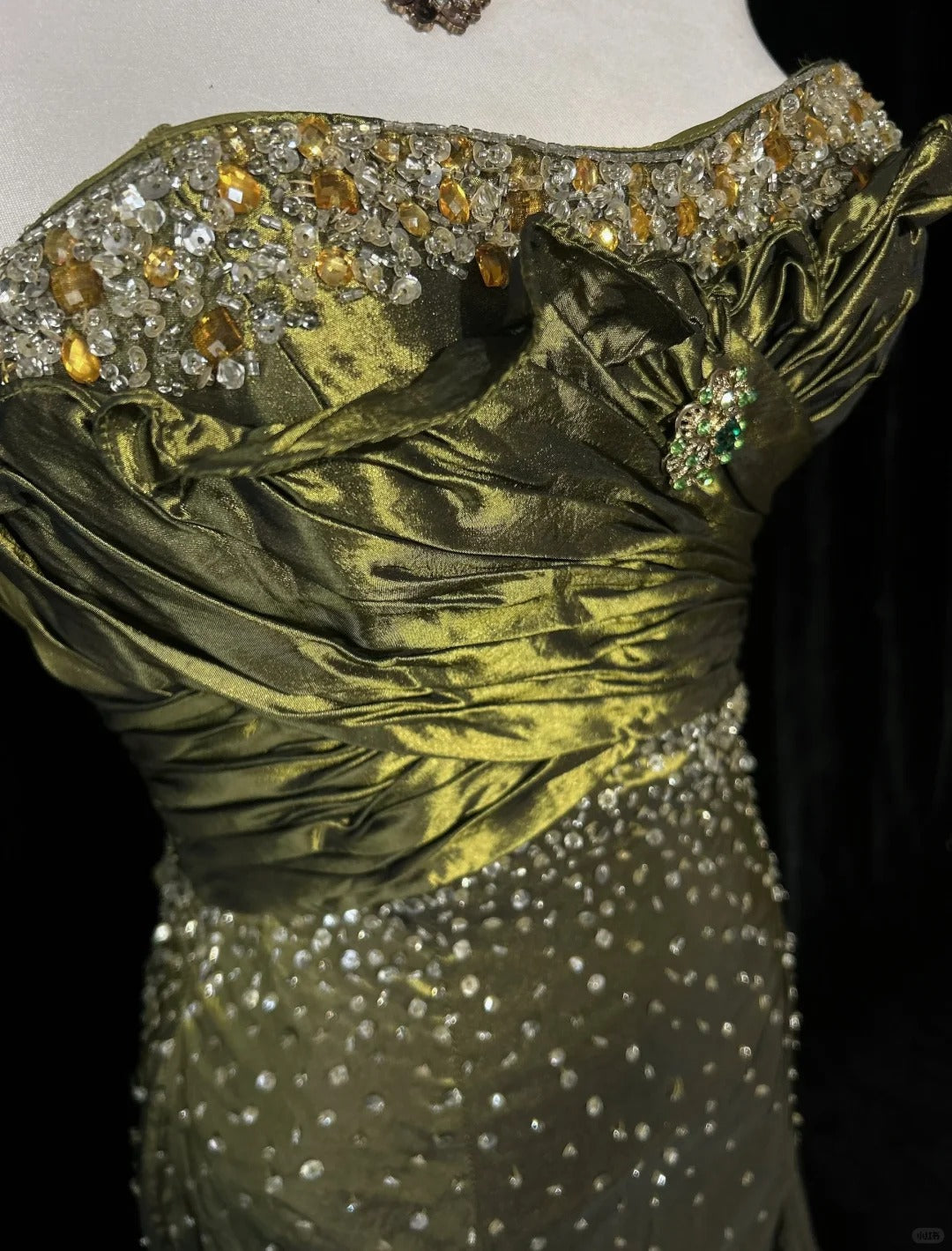 Vintage Green Strapless Long Prom Party Dress Long Evening Dress