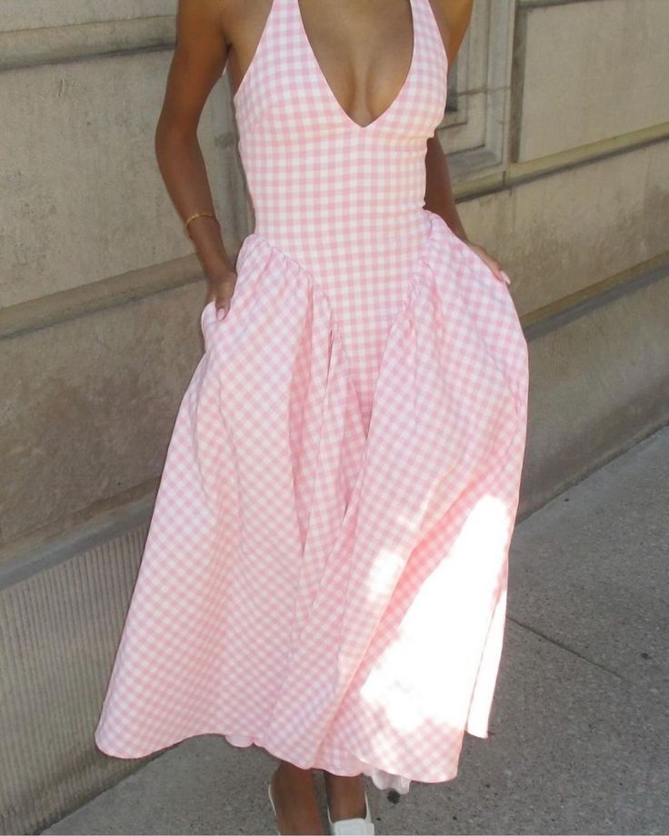 A Line Halter Sleeveless Plaid dress Evening Party Gowns