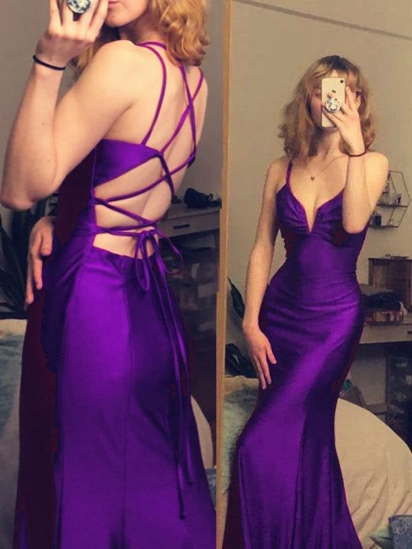 mermaid long prom dress v-neck tight simple prom dress