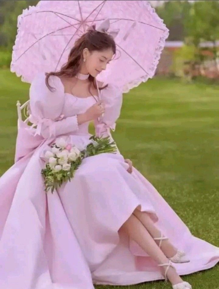 A line Long Sleeves Pink Satin Long Prom Dress Party Dresses