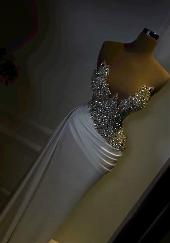 Sheath sexy white dress with diamond evening Dress