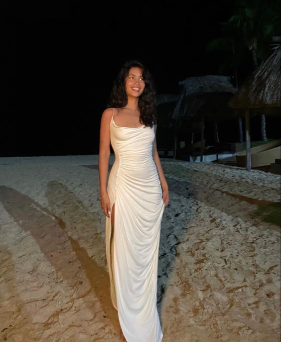 Elegant Mermaid Straps White Evening Dress Birthday Outfits