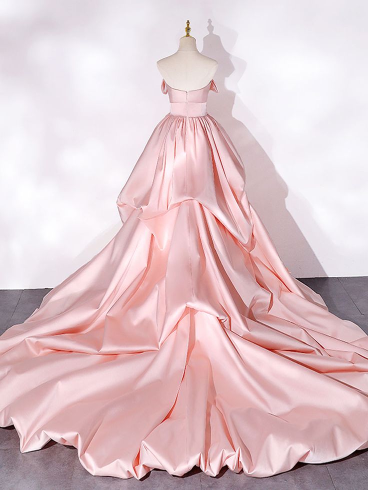 Sweep Train Satin Long Prom Dress, Formal Evening Dresses