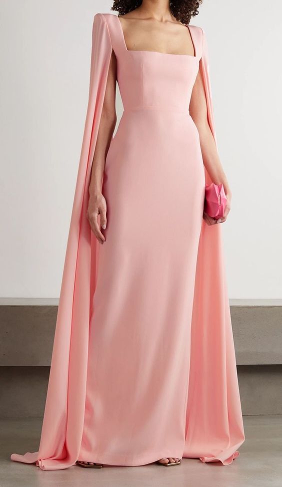 Women's Square Neck Evening Dress Long Sleeve New Fashion Gown