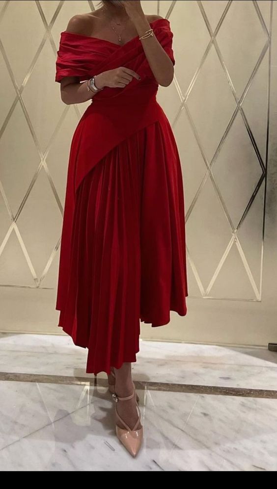 Chiffon Pleated Muslim Evening Dresses Off Shoulder A-Line Prom Party Gowns