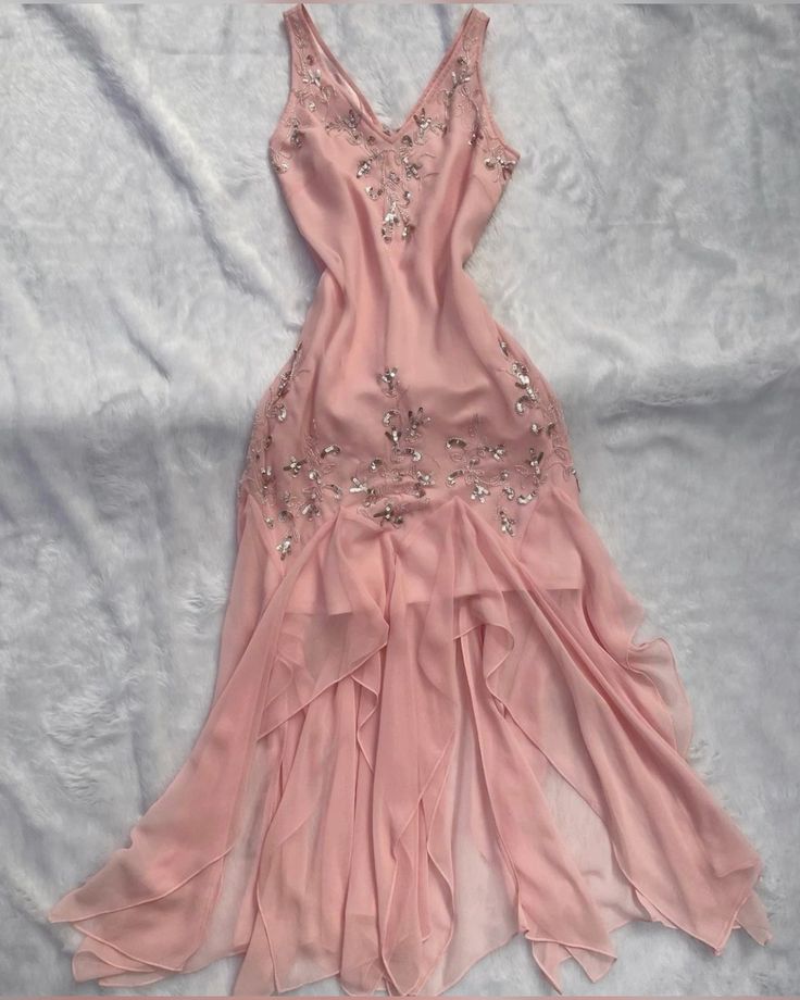Pink V Neck Chiffon Long Party Dress Evening Dress