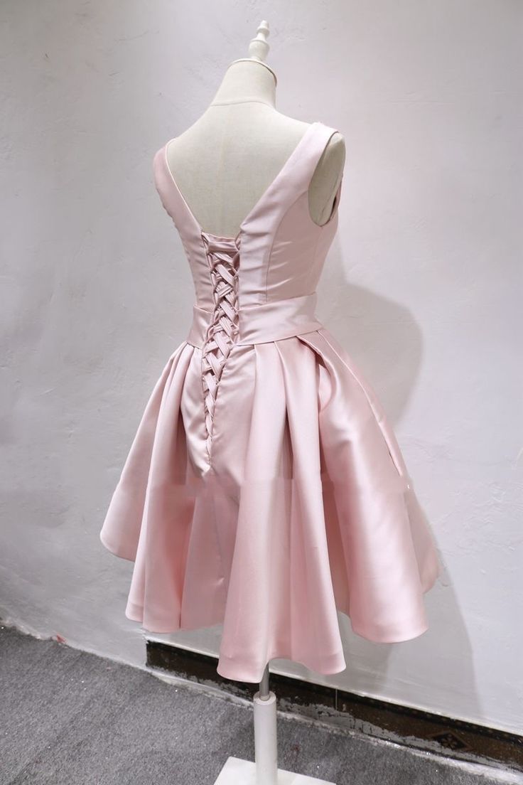 O-neck Homcoming Dress, Satin Sleeveless Dress With Beads