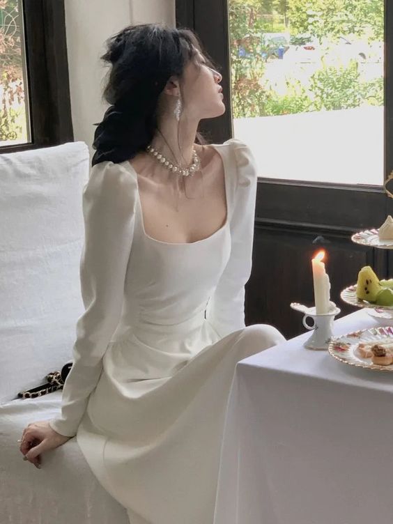 Fashion Long Sleeve Party Dress A Line New Fashion Evening Dress