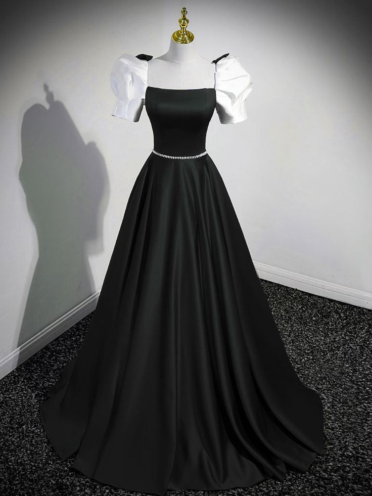 A-Line Satin Long Prom Dresses, A-Line Formal Dresses