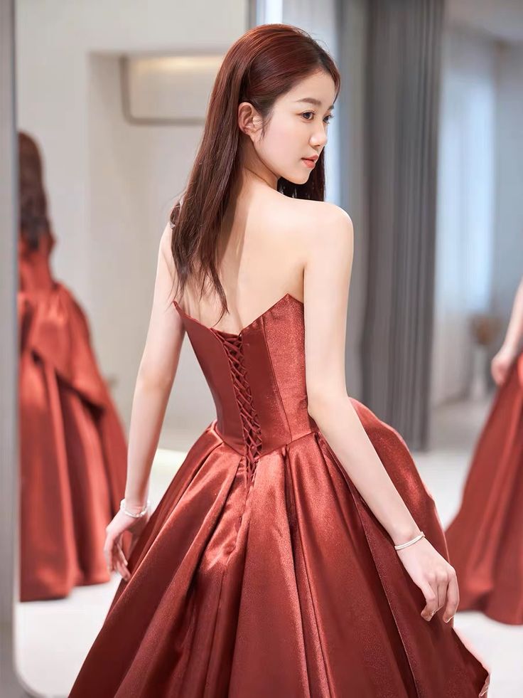 Evening Dress, Chic Party Dress, Strapless Prom Dress,satin Formal Dress,custom Made