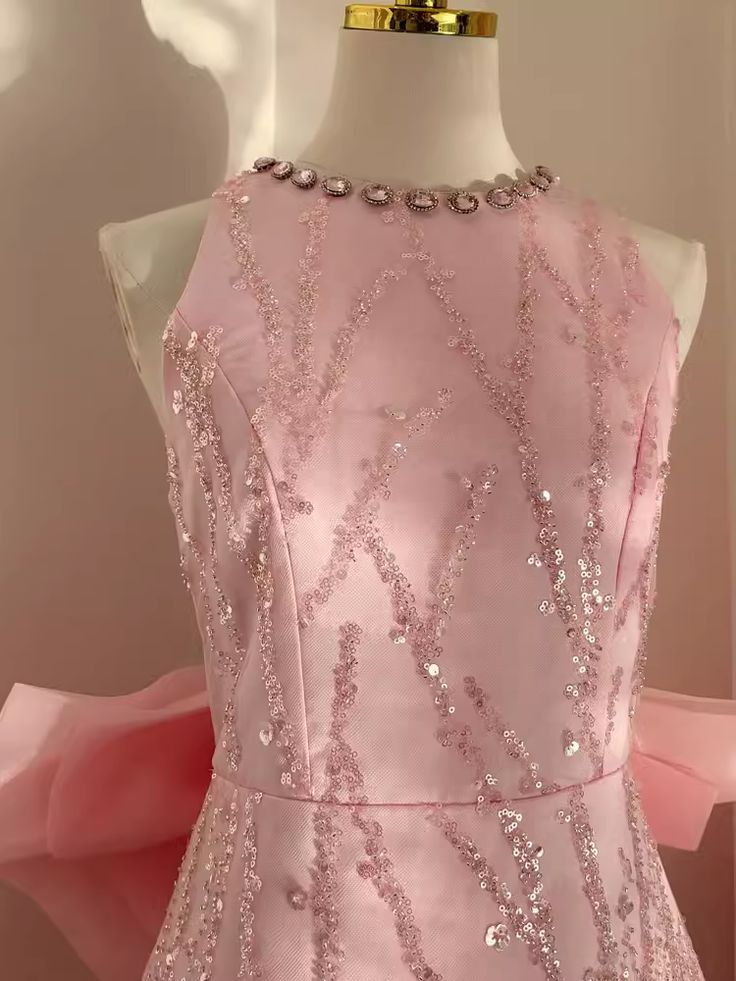 Sexy A line Scoop Pink Sequin Travel Vacation Dress Short Birthday Dress