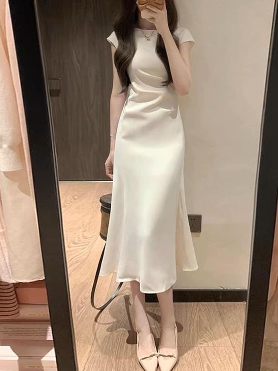 Simple Prom Dress, White Evening Party Dress