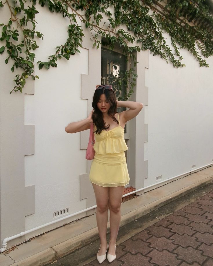 Two Piece Yellow Birthday Outfit Short Evening Dress Short Party Dress Homecoming Dress