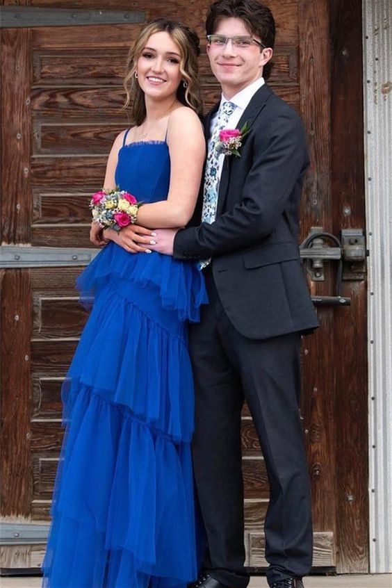 A-line Spaghetti Straps Long Prom Dress