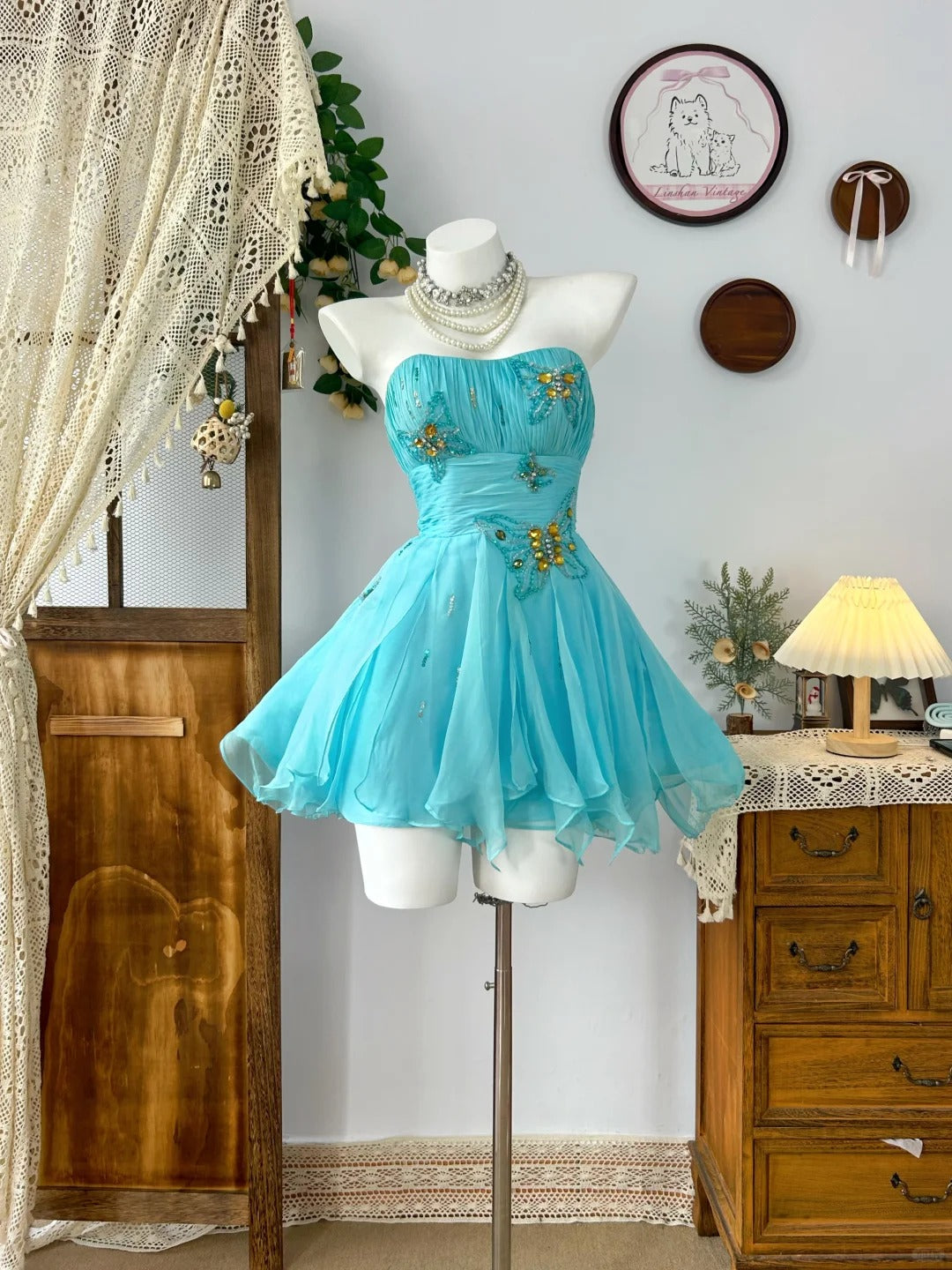 Short Vintage Evening Dress Elegant Sleeveless Short Prom Party Dress