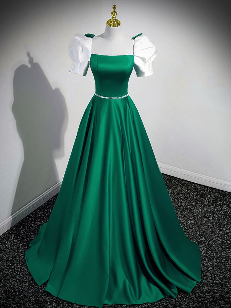 A-Line Satin Long Prom Dresses, A-Line Formal Dresses