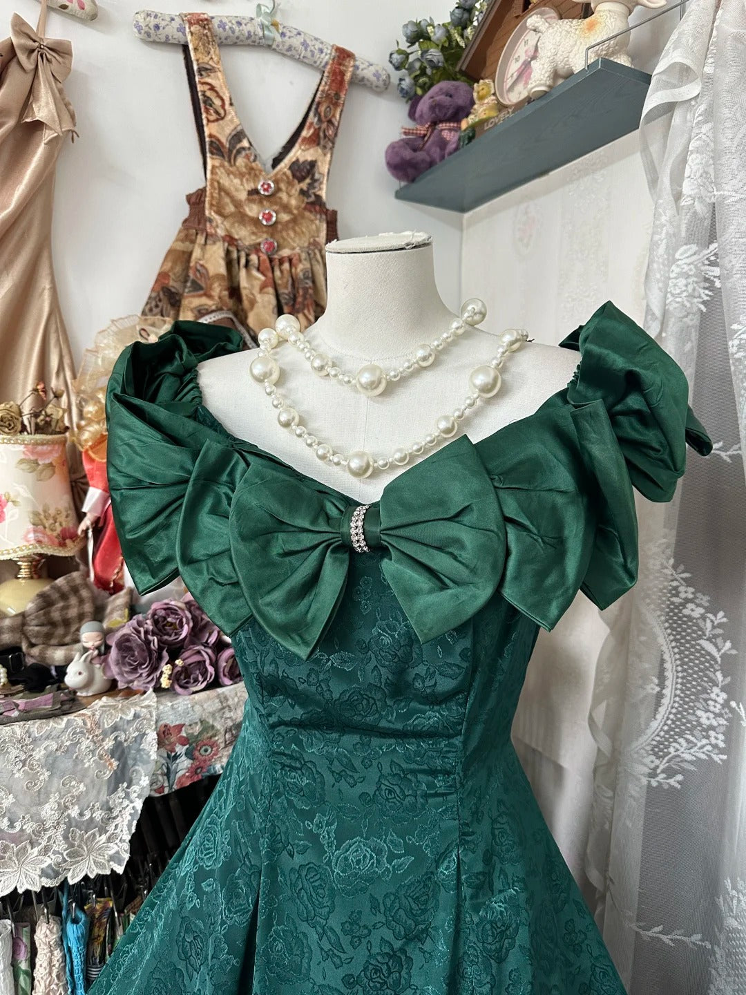 A Line Dark Green Vintage Evening Dress Elegant Sleeveless Prom Dress