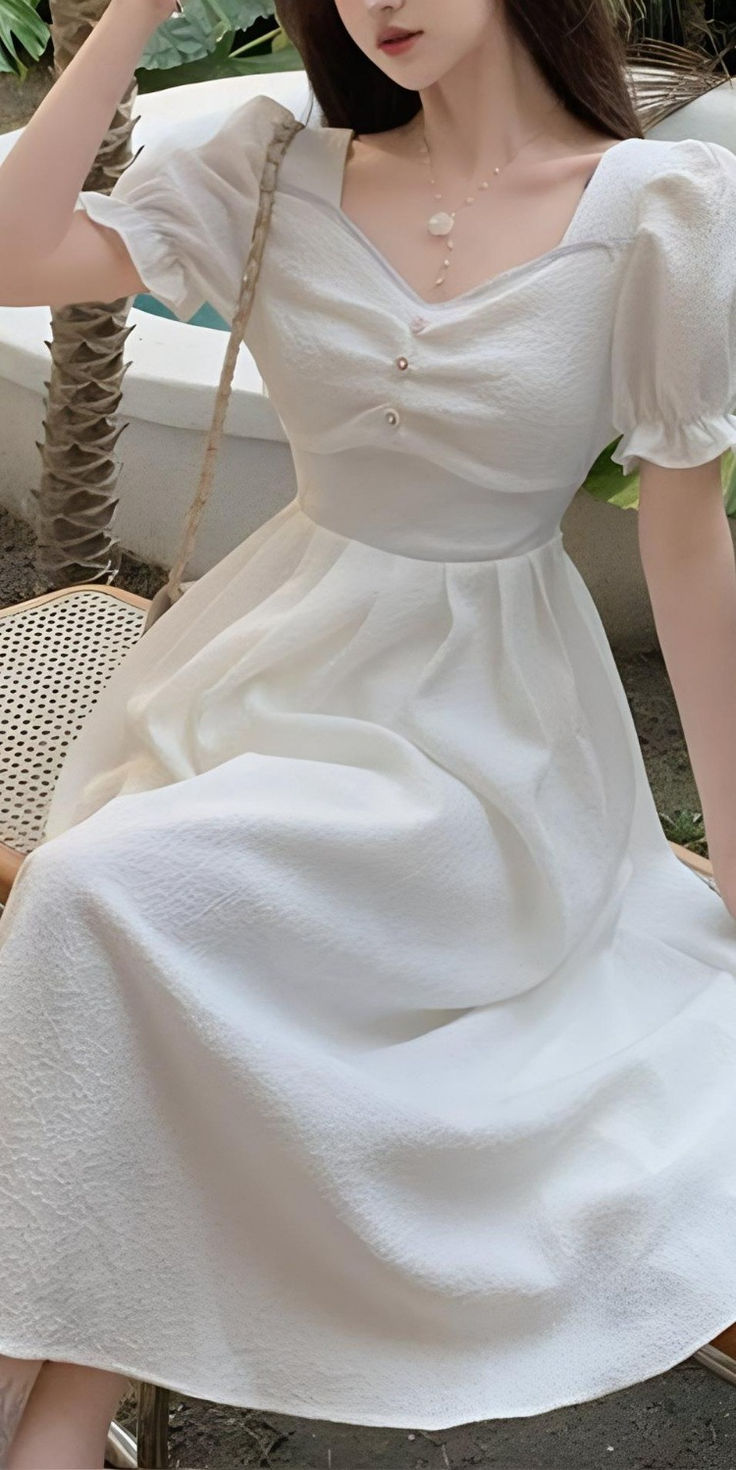 A Line White Short Sleeves Evening Gowns, Party Prom Dress