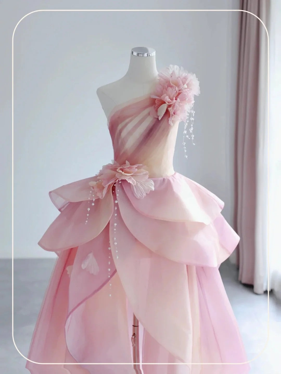 Elegant Formal Dress with 3D Flowers, A-Line Evening Party Dress