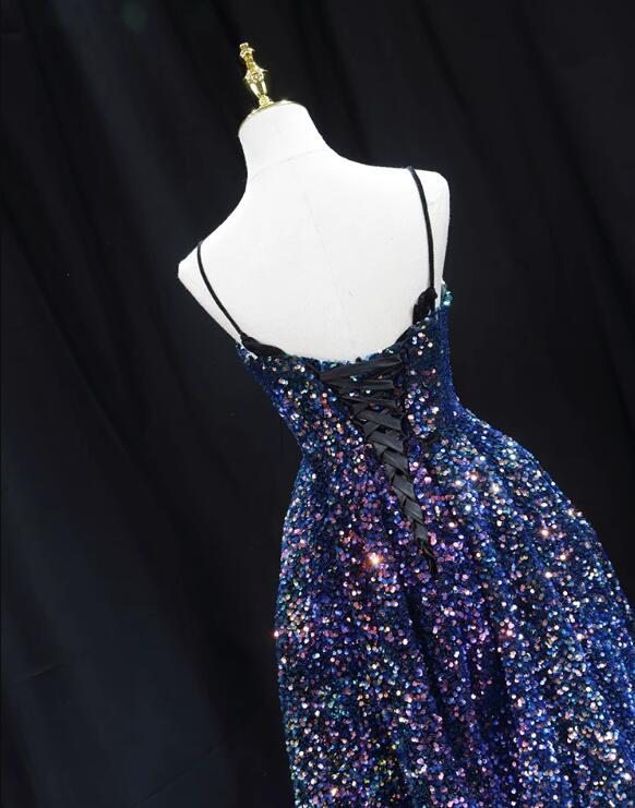 Sequins V-Neckline Short Straps Homecoming Dress, Short Sequins Prom Dress