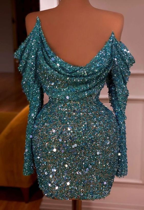Sheath Long Sleeves Off-the-Shoulder Dress Party Sexy Homecoming Dress