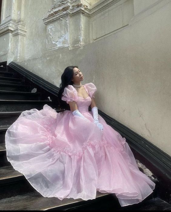 Vintage Pink A-line Prom Dress,Pink Princess Dress