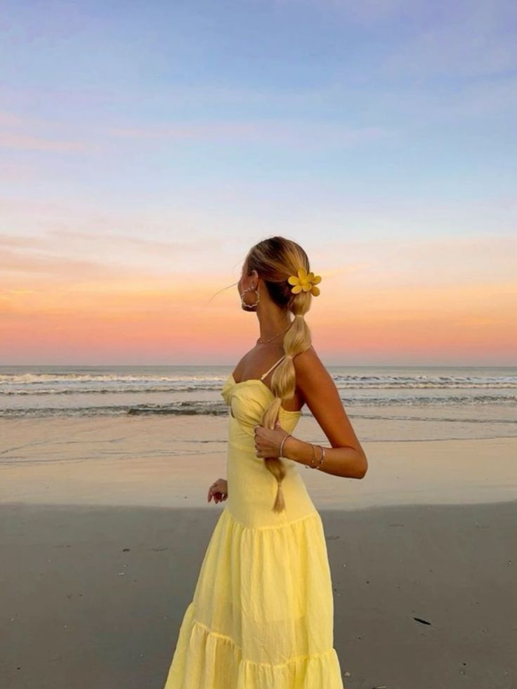 Yellow Beach Dress, Fashion Party Evening Dress