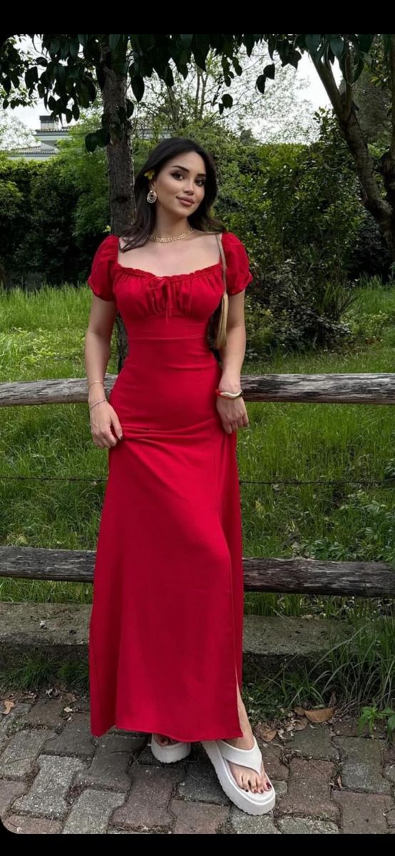 Red Party Dress Long Evening Dress Vintage Prom Dress