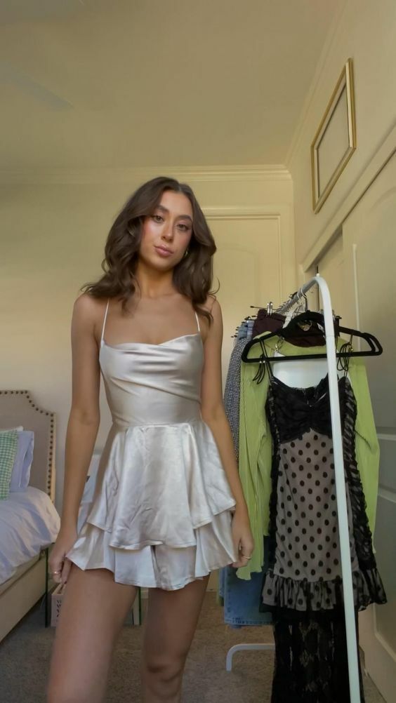 Spaghetti Straps Homecoming Dresses, Soft Mini Party Dress