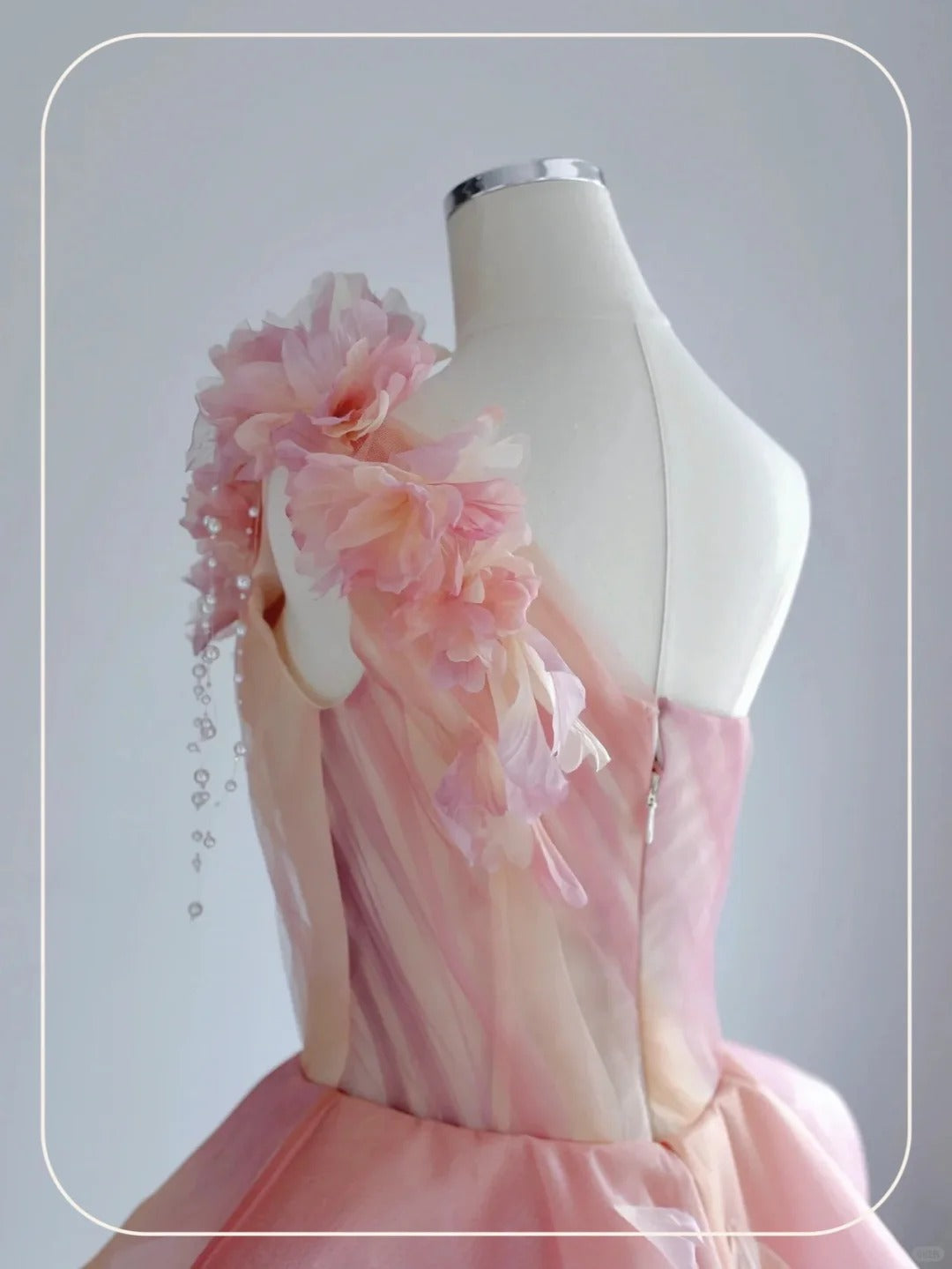 Elegant Formal Dress with 3D Flowers, A-Line Evening Party Dress