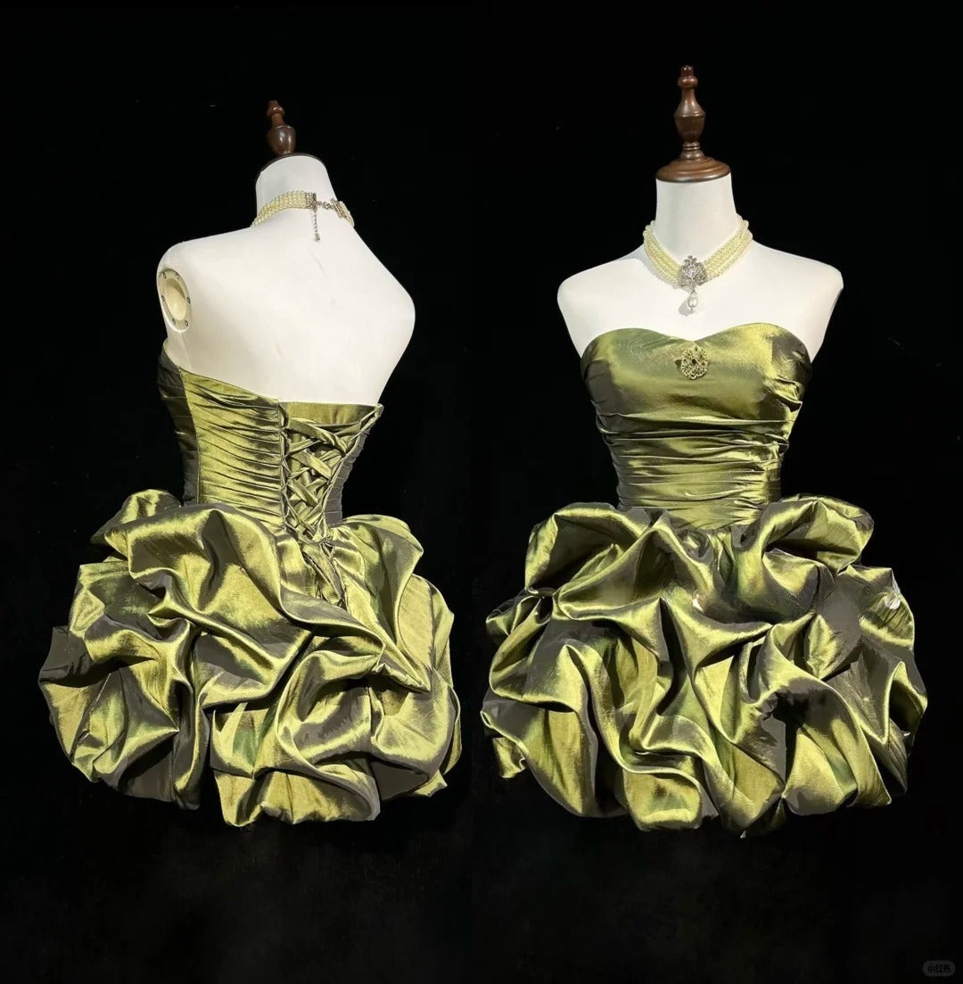 Vintage Strapless Short Prom Dress Birthday Party Dress Homecoming Dress