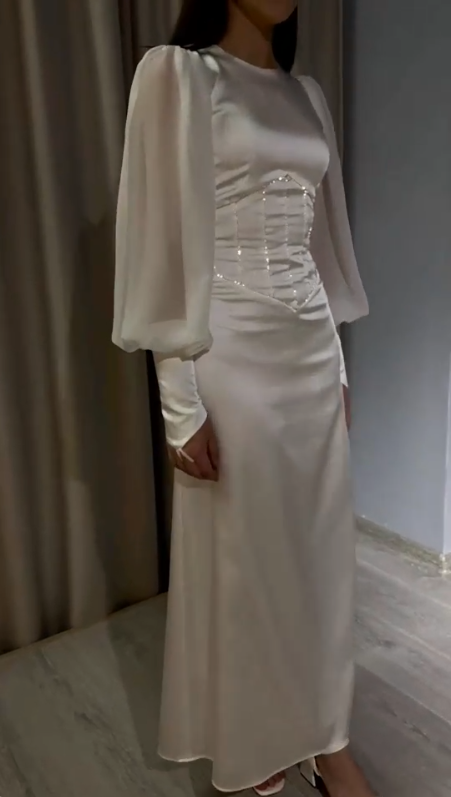 Charming Round Neck Long Prom Dresses Formal Evening Dress
