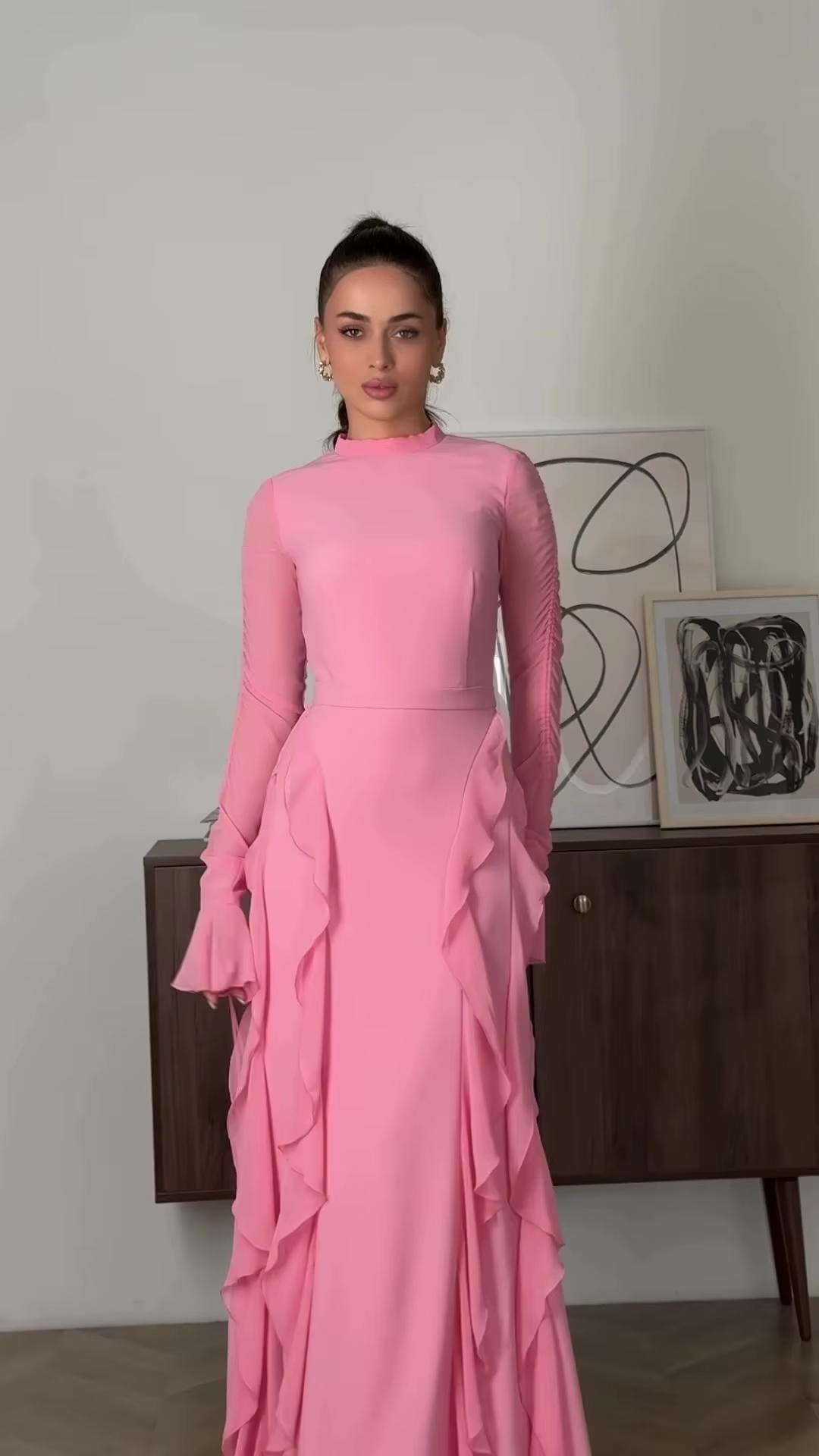 Ruffle Chiffon Women's Casual Dress Long Party Dress